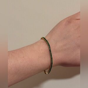 Genuine Solid 10 Karat/ 14 Karat Yellow Gold Emerald Tennis Bracelet